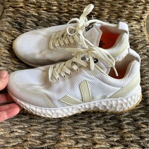 Veja Cream and White Mesh Sneakers